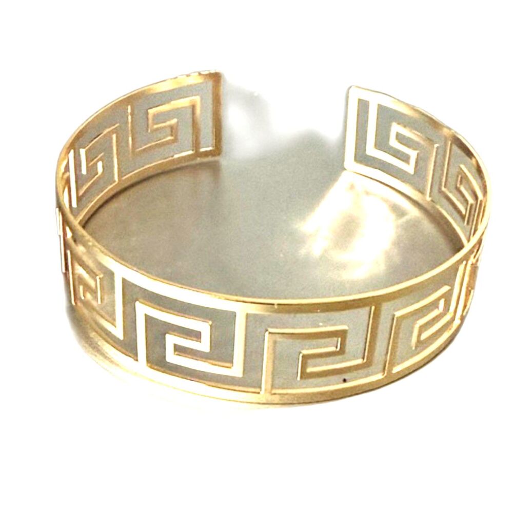 NWT Gold Tone Greek Key Arm Cuff Upper Arm Bracelet Adjustable Armlet